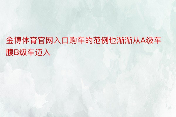 金博体育官网入口购车的范例也渐渐从A级车腹B级车迈入