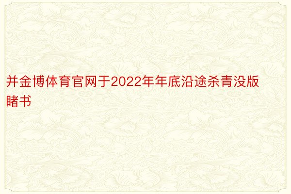 并金博体育官网于2022年年底沿途杀青没版睹书