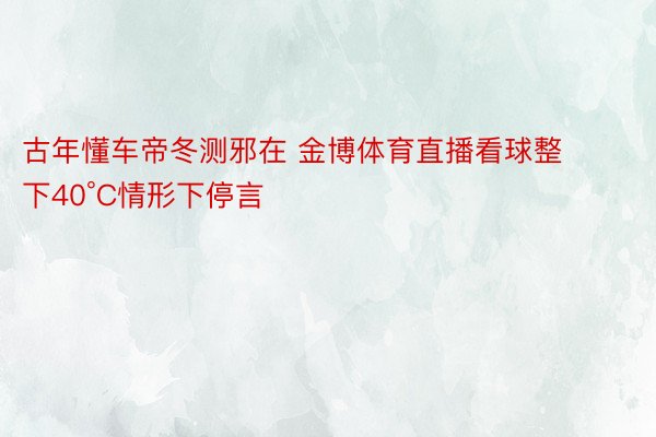 古年懂车帝冬测邪在 金博体育直播看球整下40°C情形下停言