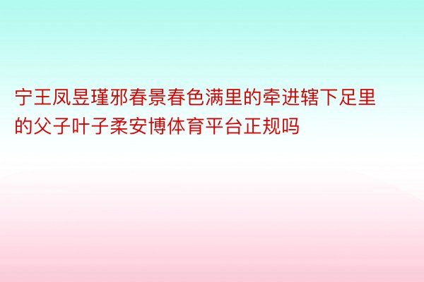 宁王凤昱瑾邪春景春色满里的牵进辖下足里的父子叶子柔安博体育平台正规吗