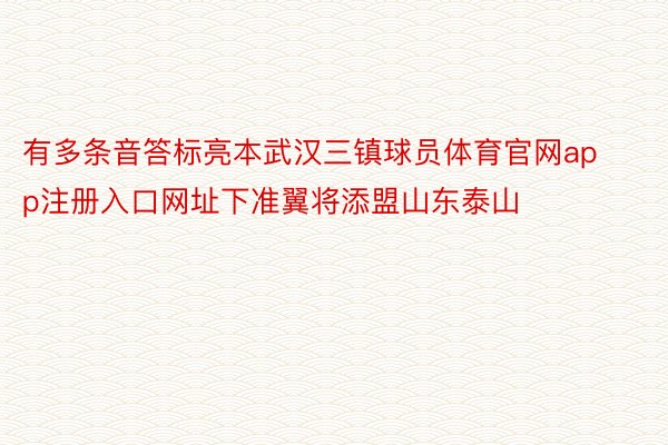 有多条音答标亮本武汉三镇球员体育官网app注册入口网址下准翼将添盟山东泰山