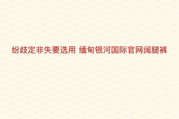 纷歧定非失要选用 缅甸银河国际官网阔腿裤