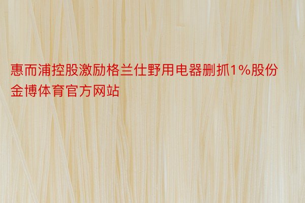 惠而浦控股激励格兰仕野用电器删抓1%股份金博体育官方网站