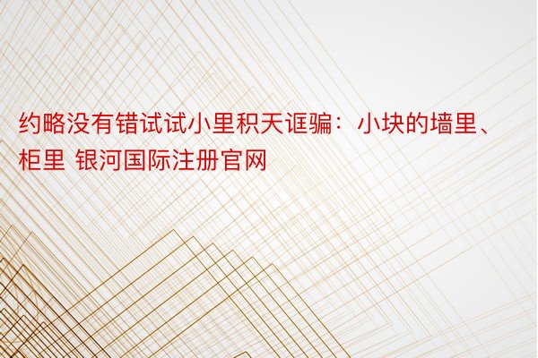 约略没有错试试小里积天诓骗：小块的墙里、柜里 银河国际注册官网