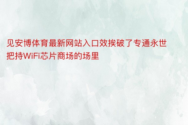 见安博体育最新网站入口效挨破了专通永世把持WiFi芯片商场的场里