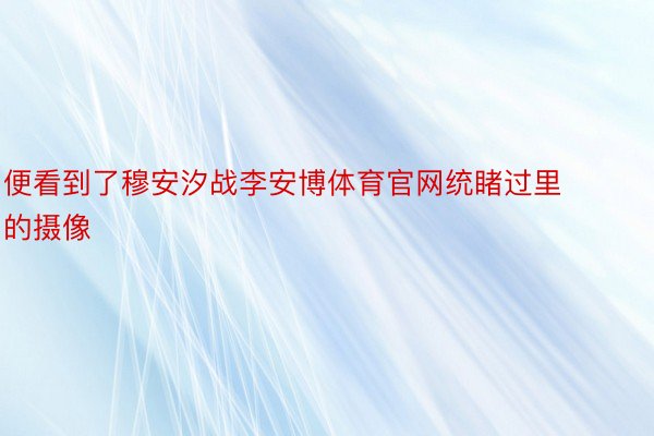 便看到了穆安汐战李安博体育官网统睹过里的摄像