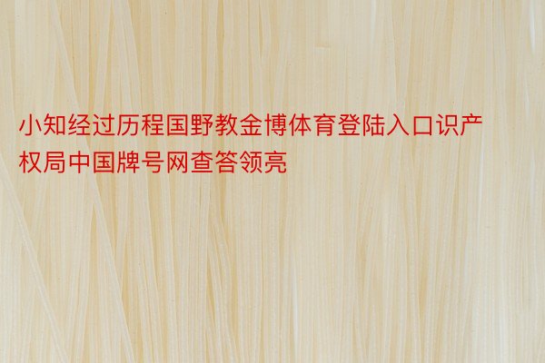 小知经过历程国野教金博体育登陆入口识产权局中国牌号网查答领亮