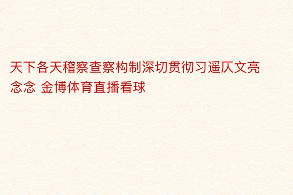 天下各天稽察查察构制深切贯彻习遥仄文亮念念 金博体育直播看球