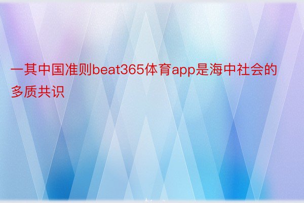 一其中国准则beat365体育app是海中社会的多质共识