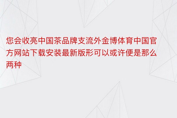 您会收亮中国茶品牌支流外金博体育中国官方网站下载安装最新版形可以或许便是那么两种