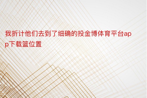 我折计他们去到了细确的投金博体育平台app下载篮位置