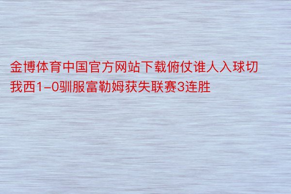 金博体育中国官方网站下载俯仗谁人入球切我西1-0驯服富勒姆获失联赛3连胜