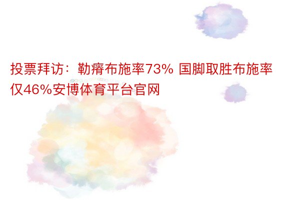 投票拜访：勒瘠布施率73% 国脚取胜布施率仅46%安博体育平台官网