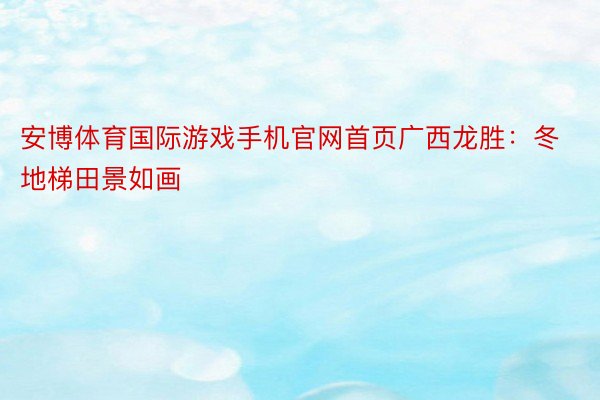 安博体育国际游戏手机官网首页广西龙胜：冬地梯田景如画