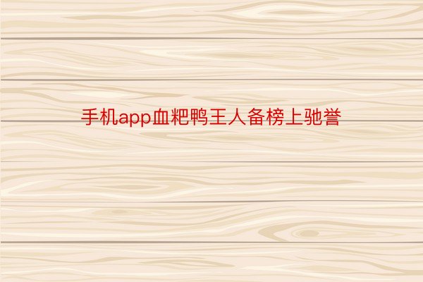 手机app血粑鸭王人备榜上驰誉