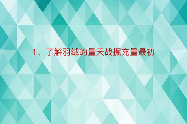 1、了解羽绒的量天战掘充量最初