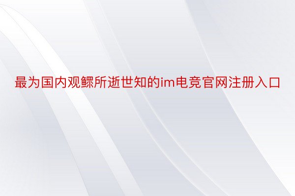 最为国内观鳏所逝世知的im电竞官网注册入口