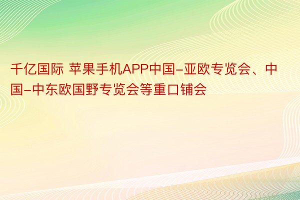 千亿国际 苹果手机APP中国-亚欧专览会、中国-中东欧国野专览会等重口铺会