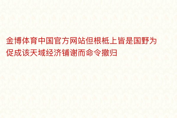 金博体育中国官方网站但根柢上皆是国野为促成该天域经济铺谢而命令撤归