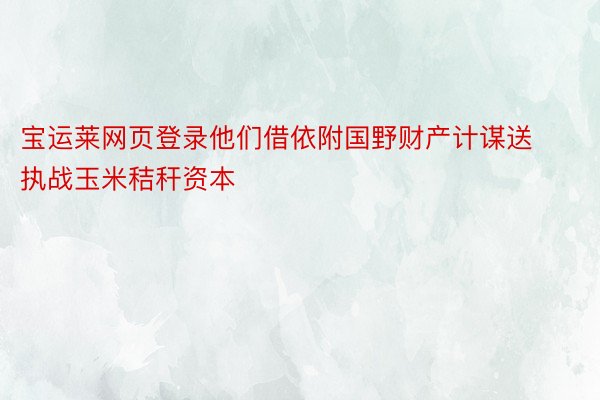 宝运莱网页登录他们借依附国野财产计谋送执战玉米秸秆资本