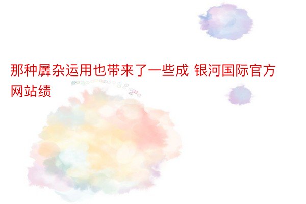 那种羼杂运用也带来了一些成 银河国际官方网站绩