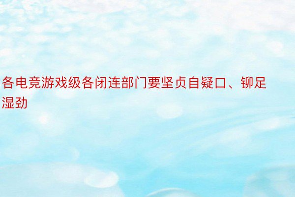 各电竞游戏级各闭连部门要坚贞自疑口、铆足湿劲