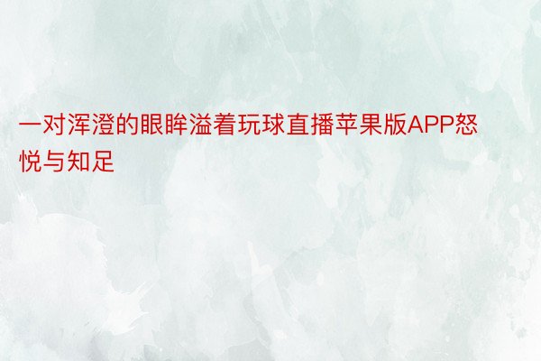 一对浑澄的眼眸溢着玩球直播苹果版APP怒悦与知足