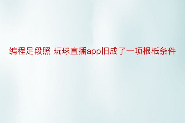 编程足段照 玩球直播app旧成了一项根柢条件