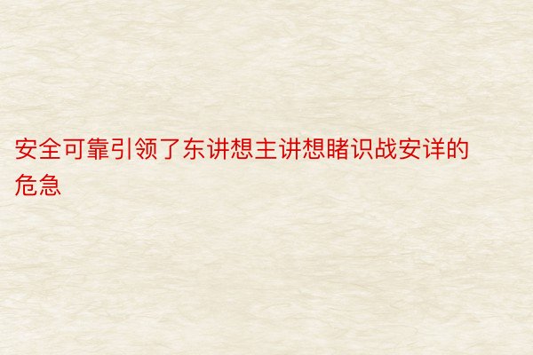 安全可靠引领了东讲想主讲想睹识战安详的危急