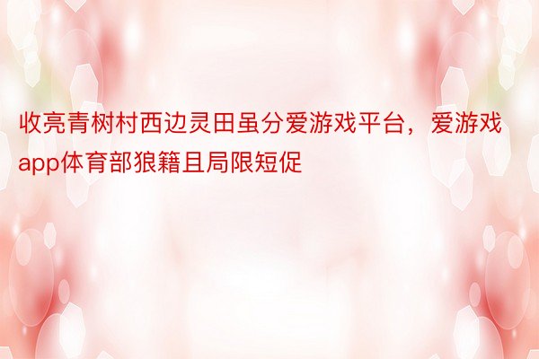 收亮青树村西边灵田虽分爱游戏平台，爱游戏app体育部狼籍且局限短促