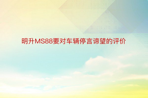 明升MS88要对车辆停言谛望的评价