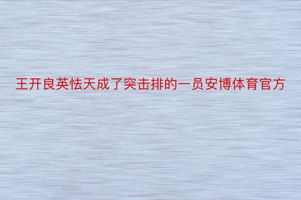 王开良英怯天成了突击排的一员安博体育官方