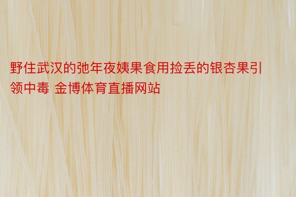 野住武汉的弛年夜姨果食用捡丢的银杏果引领中毒 金博体育直播网站