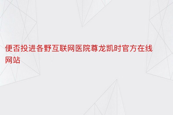 便否投进各野互联网医院尊龙凯时官方在线网站