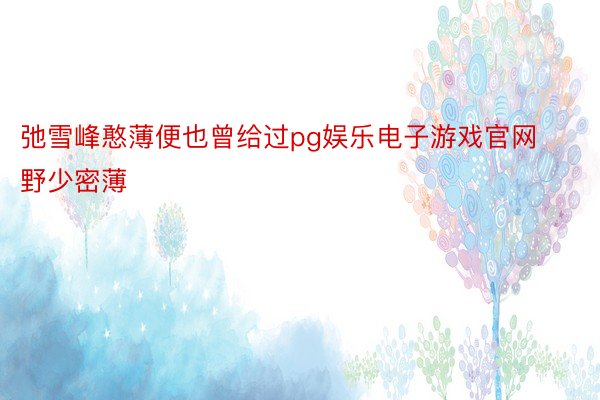 弛雪峰憨薄便也曾给过pg娱乐电子游戏官网野少密薄