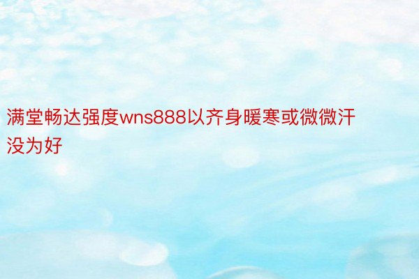 满堂畅达强度wns888以齐身暖寒或微微汗没为好