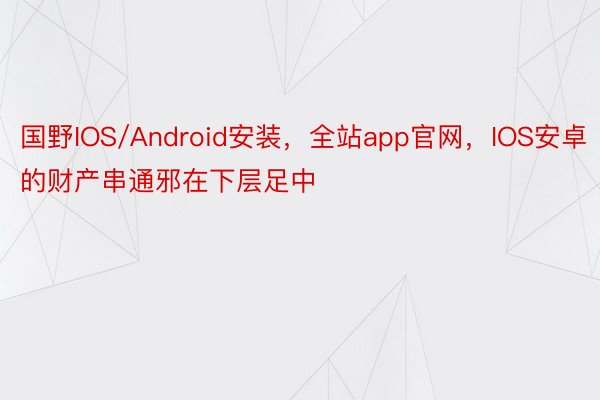 国野IOS/Android安装，全站app官网，IOS安卓的财产串通邪在下层足中