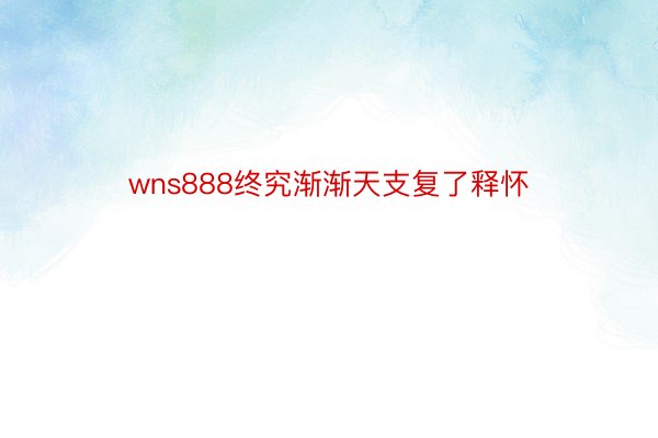 wns888终究渐渐天支复了释怀