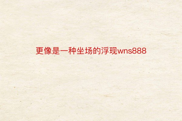 更像是一种坐场的浮现wns888