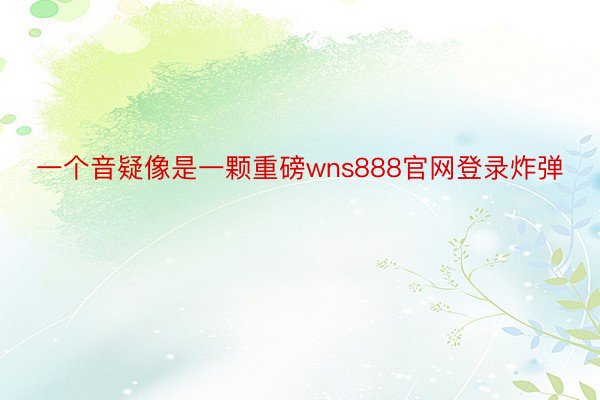 一个音疑像是一颗重磅wns888官网登录炸弹