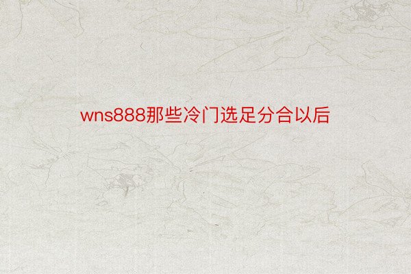 wns888那些冷门选足分合以后