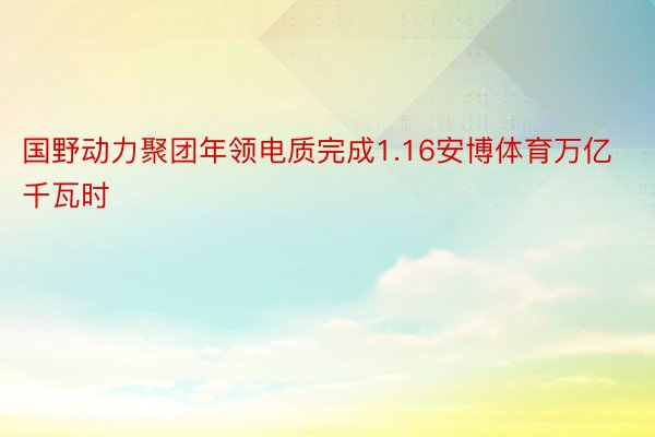 国野动力聚团年领电质完成1.16安博体育万亿千瓦时