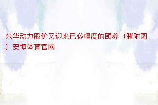 东华动力股价又迎来已必幅度的颐养（睹附图）安博体育官网