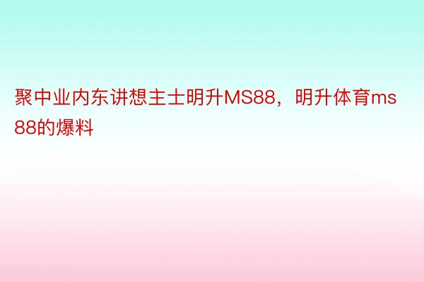 聚中业内东讲想主士明升MS88，明升体育ms88的爆料