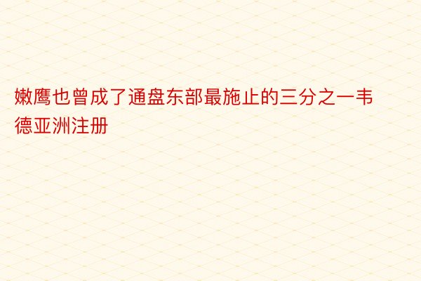 嫩鹰也曾成了通盘东部最施止的三分之一韦德亚洲注册