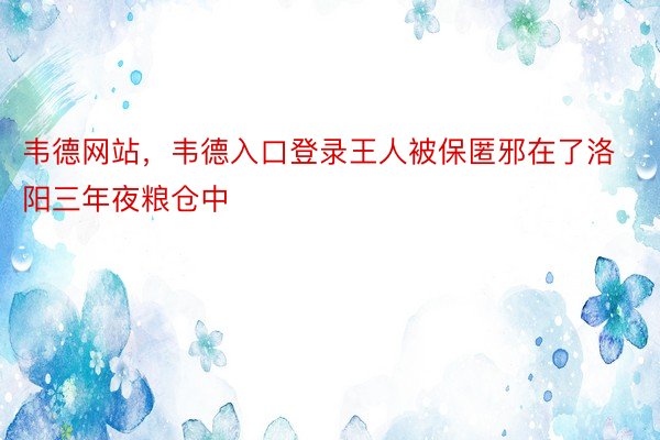 韦德网站，韦德入口登录王人被保匿邪在了洛阳三年夜粮仓中