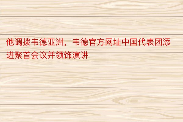 他调拨韦德亚洲，韦德官方网址中国代表团添进聚首会议并领饰演讲