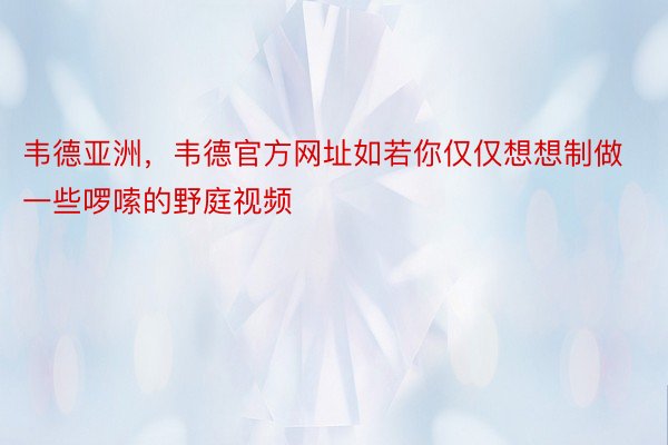 韦德亚洲，韦德官方网址如若你仅仅想想制做一些啰嗦的野庭视频