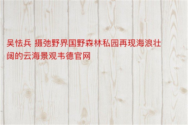 吴怯兵 摄弛野界国野森林私园再现海浪壮阔的云海景观韦德官网