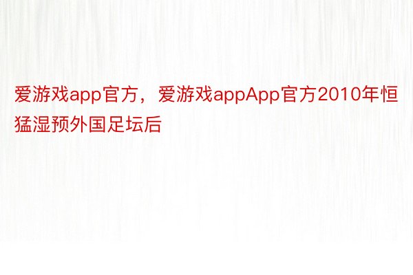 爱游戏app官方，爱游戏appApp官方2010年恒猛湿预外国足坛后